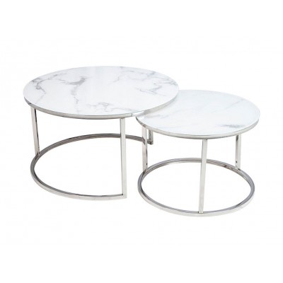 Комплект SIGNAL ATLANTA B (2 стола журнальных) белый мрамор/хром